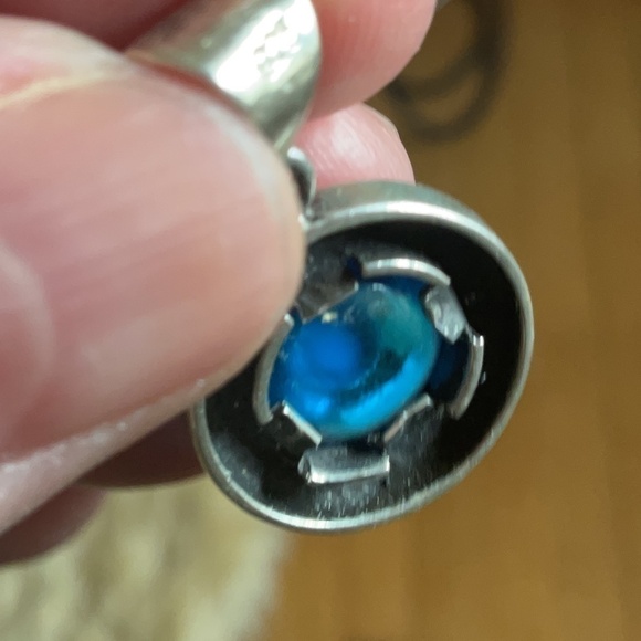 Sterling Silver 925 Evil eye Greek Key design round pendant - Picture 8 of 9